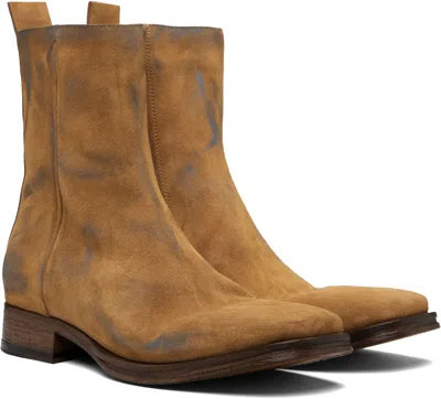 Acne Studios Distressed Suede Ankle Boots In Brown
