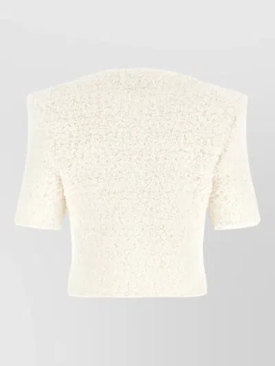 Balmain Cardigan Tweed Plumetis Sweaters And Cardigans White In Neutral