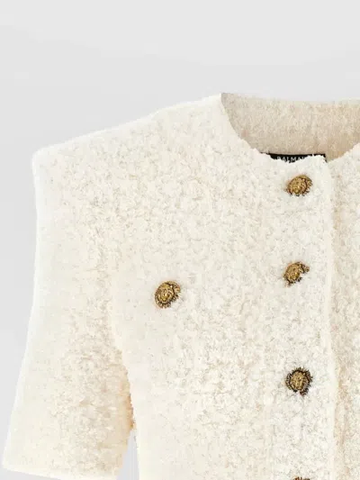 Balmain Cardigan Tweed Plumetis Sweaters And Cardigans White In Neutral