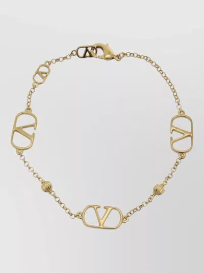 Valentino Garavani Mini Gold-tone Chain With Knurled Sphere And Signature Detail In Burgundy