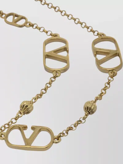 Valentino Garavani Mini Gold-tone Chain With Knurled Sphere And Signature Detail In Burgundy