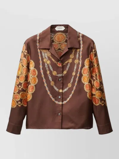 Versace Shirt Printed Shirt Look 62 Brown With Printed Silk Motif For Women