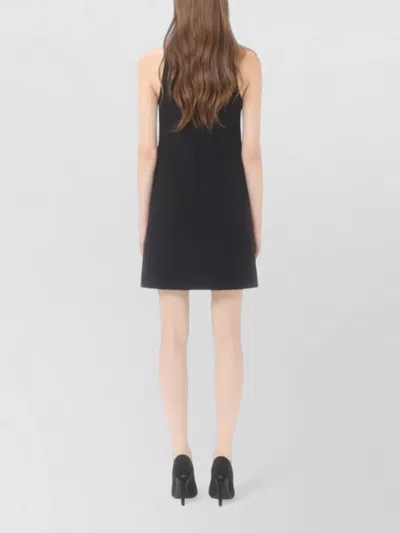 Valentino Garavani Rhinestone Snake Embroidery Crepe Couture Short Dress In Black