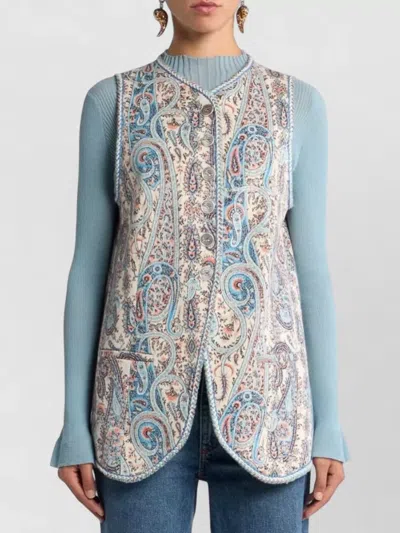 Etro , Jacquard Waistcoat With Floral Paisley Motif, Woman, Multicolour, Size 46