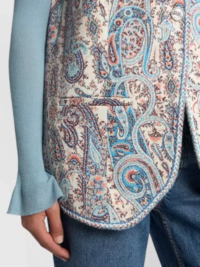 Etro , Jacquard Waistcoat With Floral Paisley Motif, Woman, Multicolour, Size 46