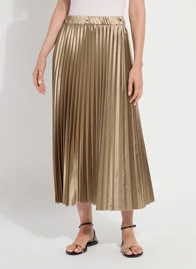 Lyssé Nina Pleated Midi Skirt In Celadon In Gold