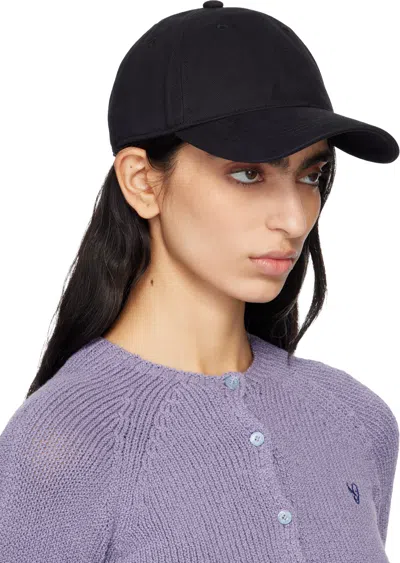 Acne Studios Black Embroidered-logo Cap In Black