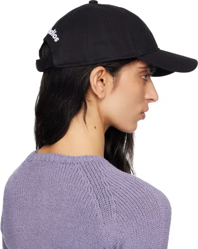 Acne Studios Black Embroidered-logo Cap In Black