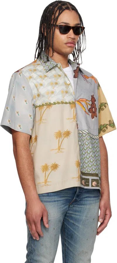 Paul Smith Textile Patchwork Muted Tones Casual Shirt In Multi