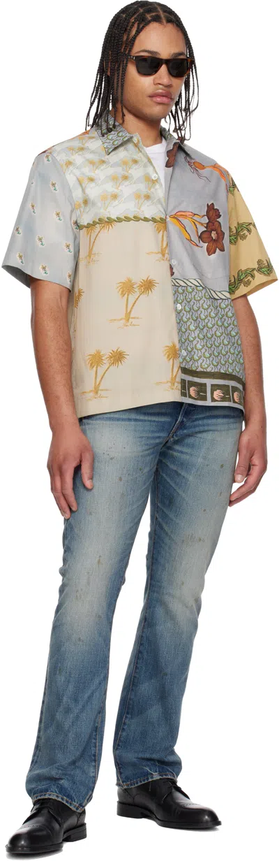 Paul Smith Textile Patchwork Muted Tones Casual Shirt In Multi