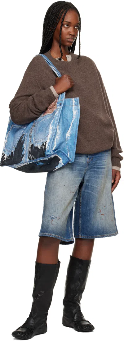 Acne Studios Women Denim Print Tote Bag
