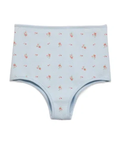 Prada Elastische Baumwoll-slips Mit Blumenmuster In Blue