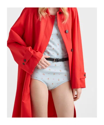 Prada Elastische Baumwoll-slips Mit Blumenmuster In Blue