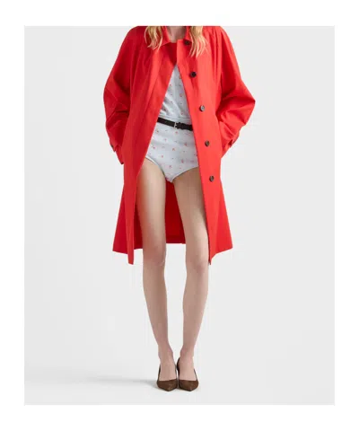 Prada Elastische Baumwoll-slips Mit Blumenmuster In Blue