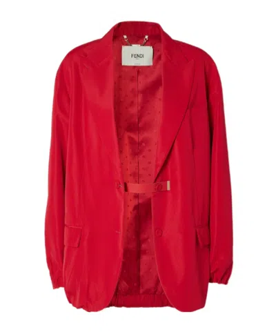 Fendi Red Technical Viscose Jacket In Red