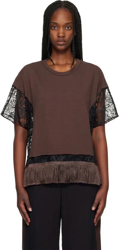 Undercover Crew Neck Patchwork T-shirt In Brown
