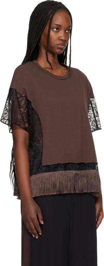 Undercover Crew Neck Patchwork T-shirt In Brown