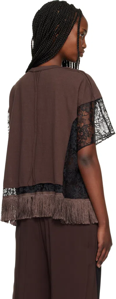 Undercover Crew Neck Patchwork T-shirt In Brown