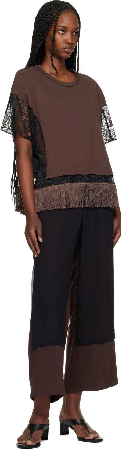 Undercover Crew Neck Patchwork T-shirt In Brown