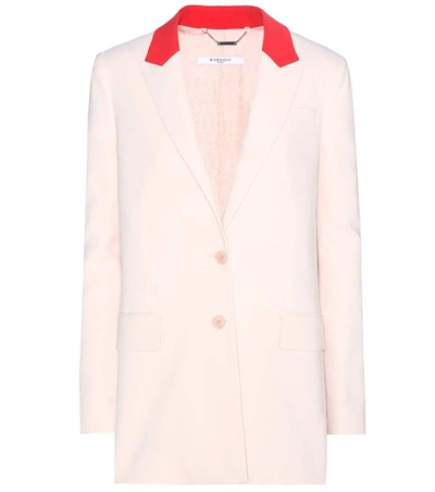 Givenchy Contrast Lapel Long Blazer In Pink