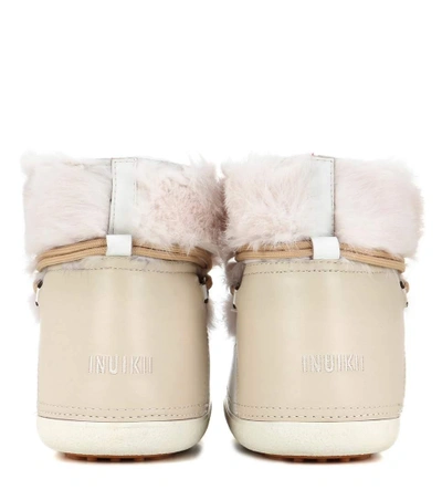 Shop Inuikii Rabbit Low Fur-lined Leather Boots In Saedshell