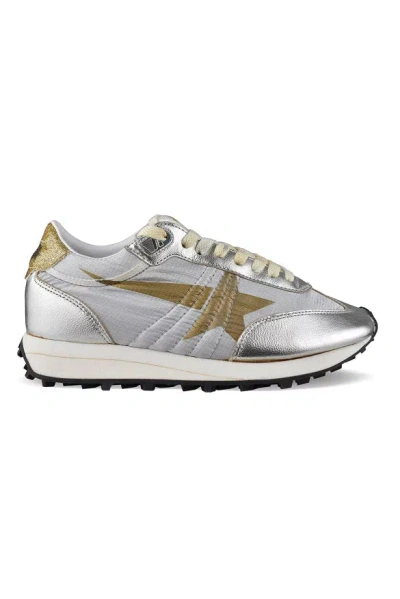 Golden Goose Running Marathon Nylon Upper Lamineted Toe And Spur Printed Star Glitter Heel Shoes In Multi