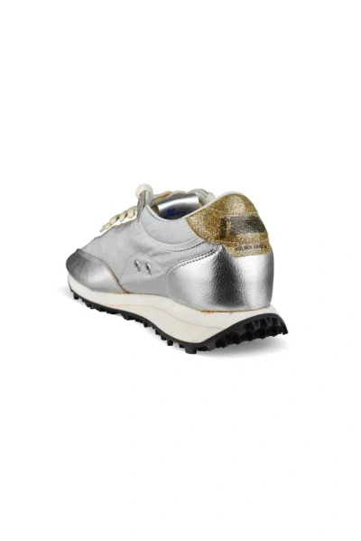 Golden Goose Running Marathon Nylon Upper Lamineted Toe And Spur Printed Star Glitter Heel Shoes In Multi