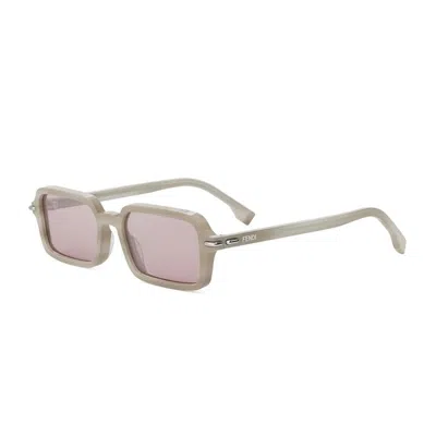 Fendi Selleria Acetate Rectangular Sunglasses In Pink
