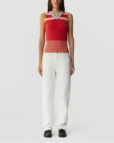 Guest In Residence Collegiate Stripe Vest In Red