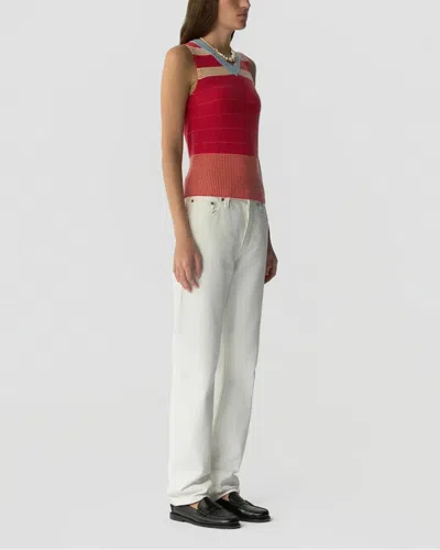 Guest In Residence Collegiate Stripe Vest In Red