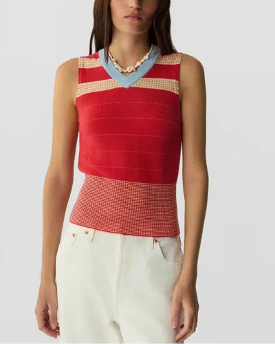Guest In Residence Collegiate Stripe Vest In Red
