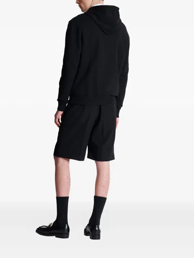 Balmain Logo Printed Drawstring Sweatshirt In Black