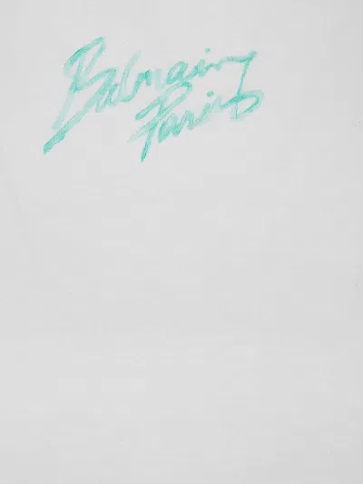 Balmain Mini Cropped T-shirt With Statement Print In White