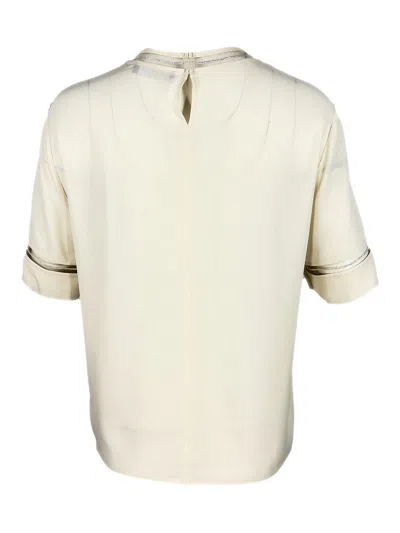 Fabiana Filippi Short Sleeved Embellished Detail T-shirt In Neutral