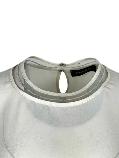 Fabiana Filippi Short Sleeved Embellished Detail T-shirt In Neutral