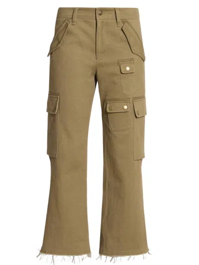 Isabel Marant Josine Cotton Twill Flare Crop Cargo Pants In Brown