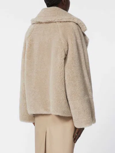 Max Mara Double-breasted Teddy Coat In Brown