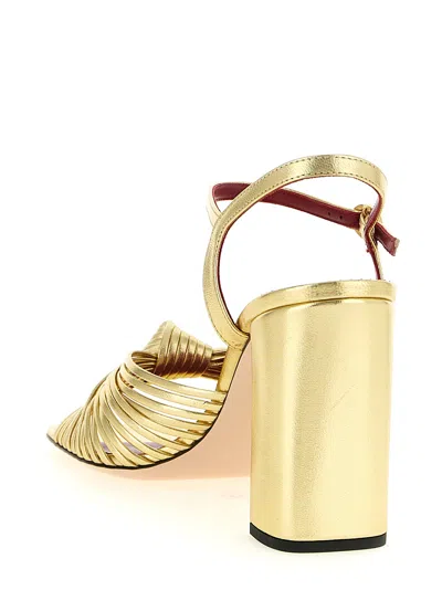 Valentino Garavani 90mm Vlogo Anne Metallic Leather Block-heel Sandals In Yellow
