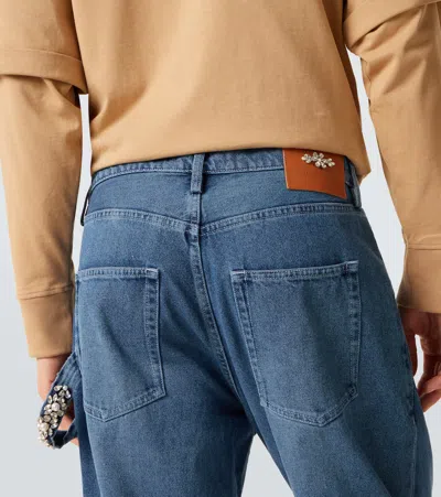 Simone Rocha Crystal-embellished Straight Jeans In Blue