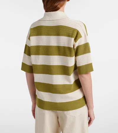 Ami Alexandre Mattiussi Ami Paris Ami De Coeur Striped Cotton Knit Polo Shirt In Brown