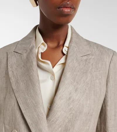 Max Mara Chic Mottled Linen Twill Blazer - Straight Fit With Peak-lapel Collar In Multi