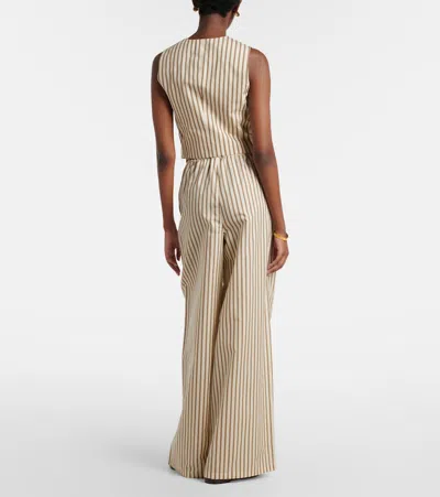 Max Mara Wide-fit Striped Cotton And Silk Canvas Trousers In Brown