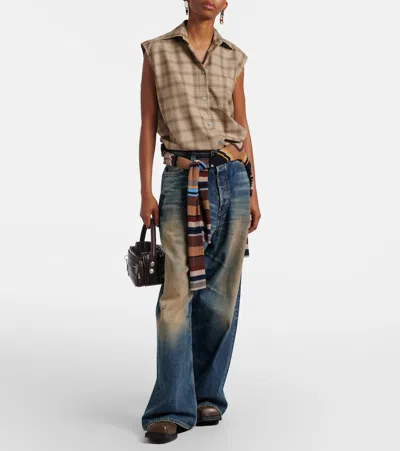 Acne Studios Checked Wool Shirt In Neutral