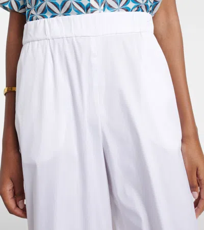 Max Mara Rio High-rise Cotton-blend Wide-leg Pants In White