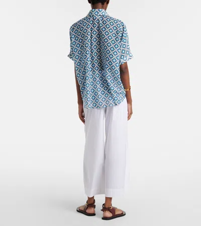 Max Mara Rio High-rise Cotton-blend Wide-leg Pants In White