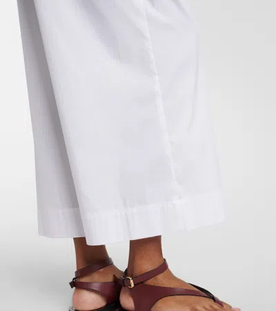Max Mara Rio High-rise Cotton-blend Wide-leg Pants In White
