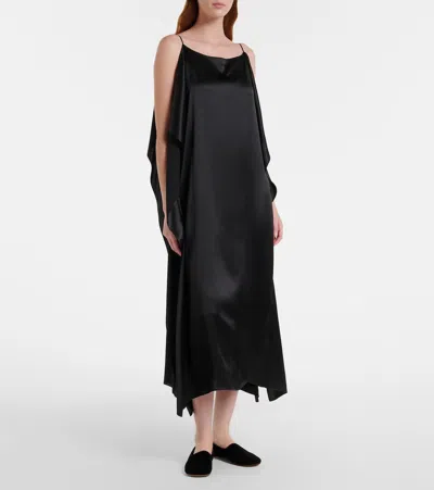 The Row Ponti Velvet Leather Sole Slippers In Black