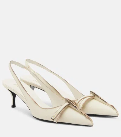 Prada Leather Slingback Pumps Bow Kitten Heel In Multi