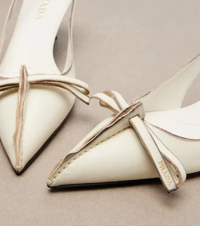 Prada Leather Slingback Pumps Bow Kitten Heel In Multi