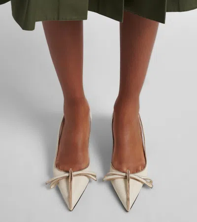 Prada Leather Slingback Pumps Bow Kitten Heel In Multi